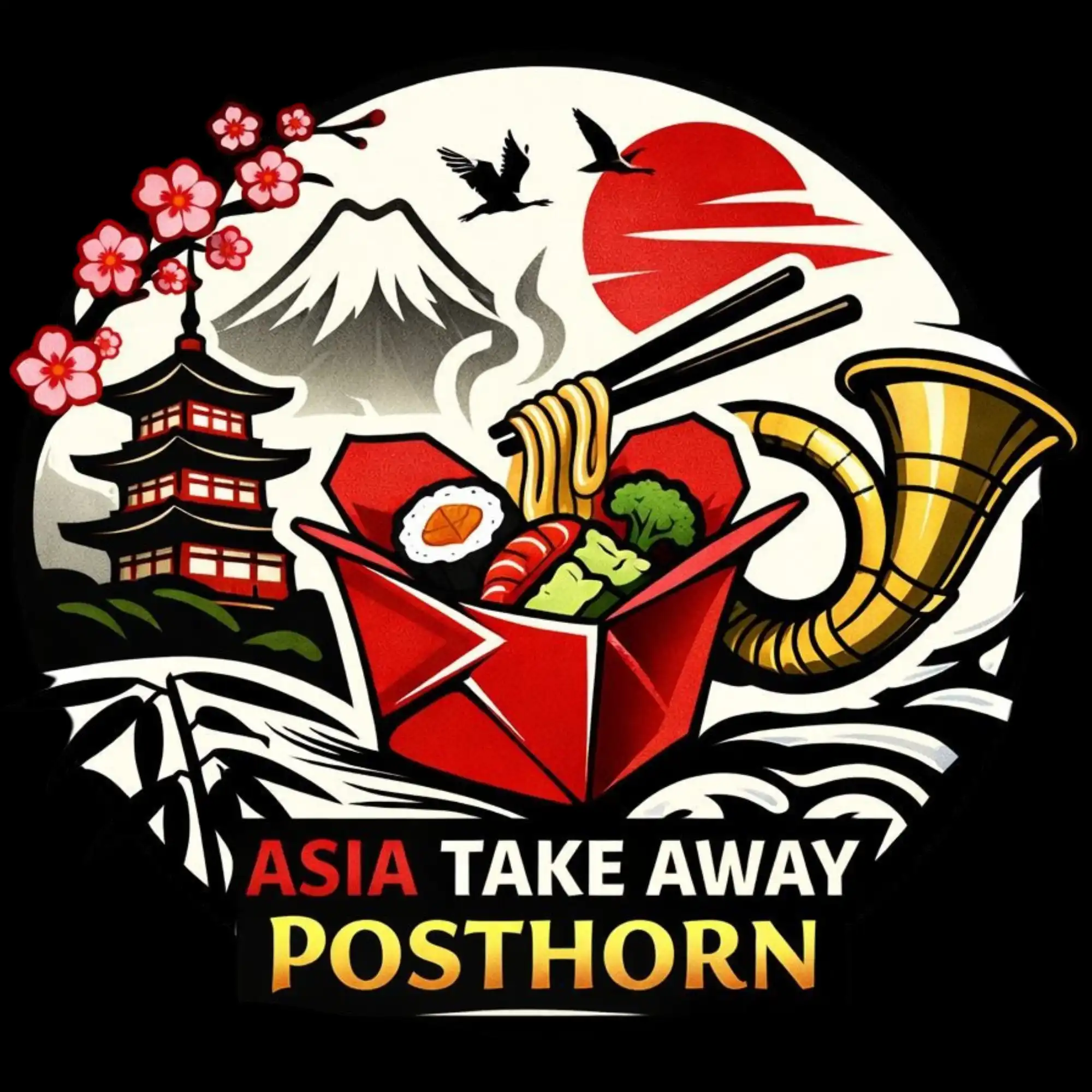 Asia Take Away Posthorn Logo Asia Take Away Posthorn - Restaurant Logo
